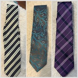 Three Men's Tie Bundle - Navy, Teal, and Purple